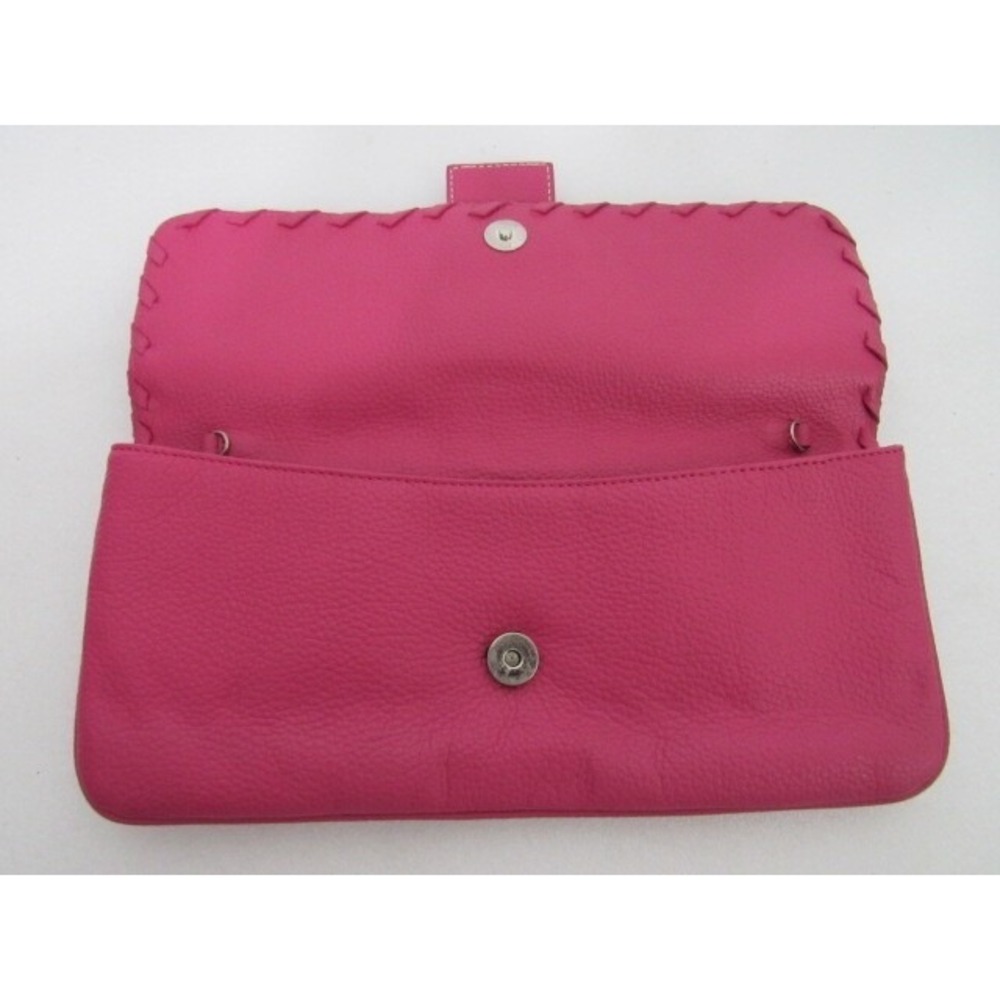 BCBG Max Azria Genuine Italian Leather Pink Buckle Pebble Clutch Purse - Picture 3 of 5